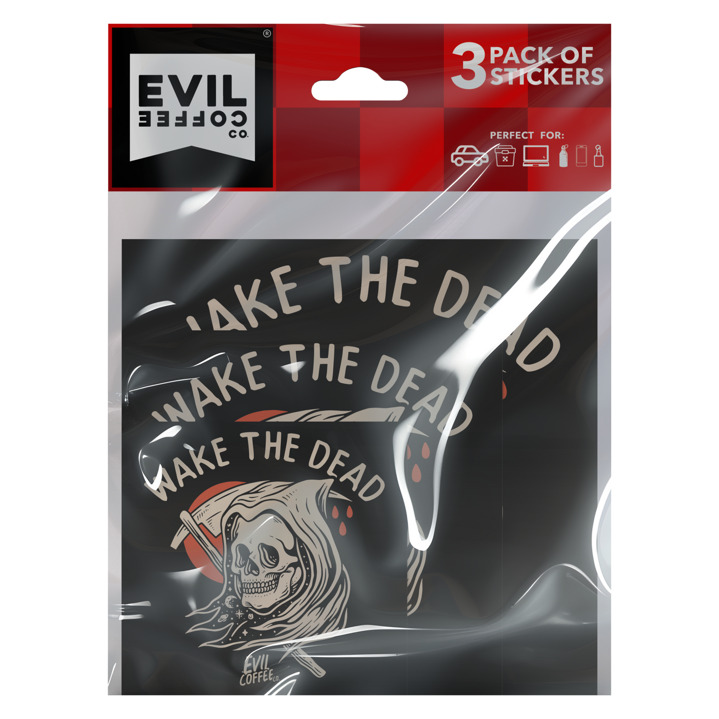 Wake The Dead - 3 Evil Coffee Stickers