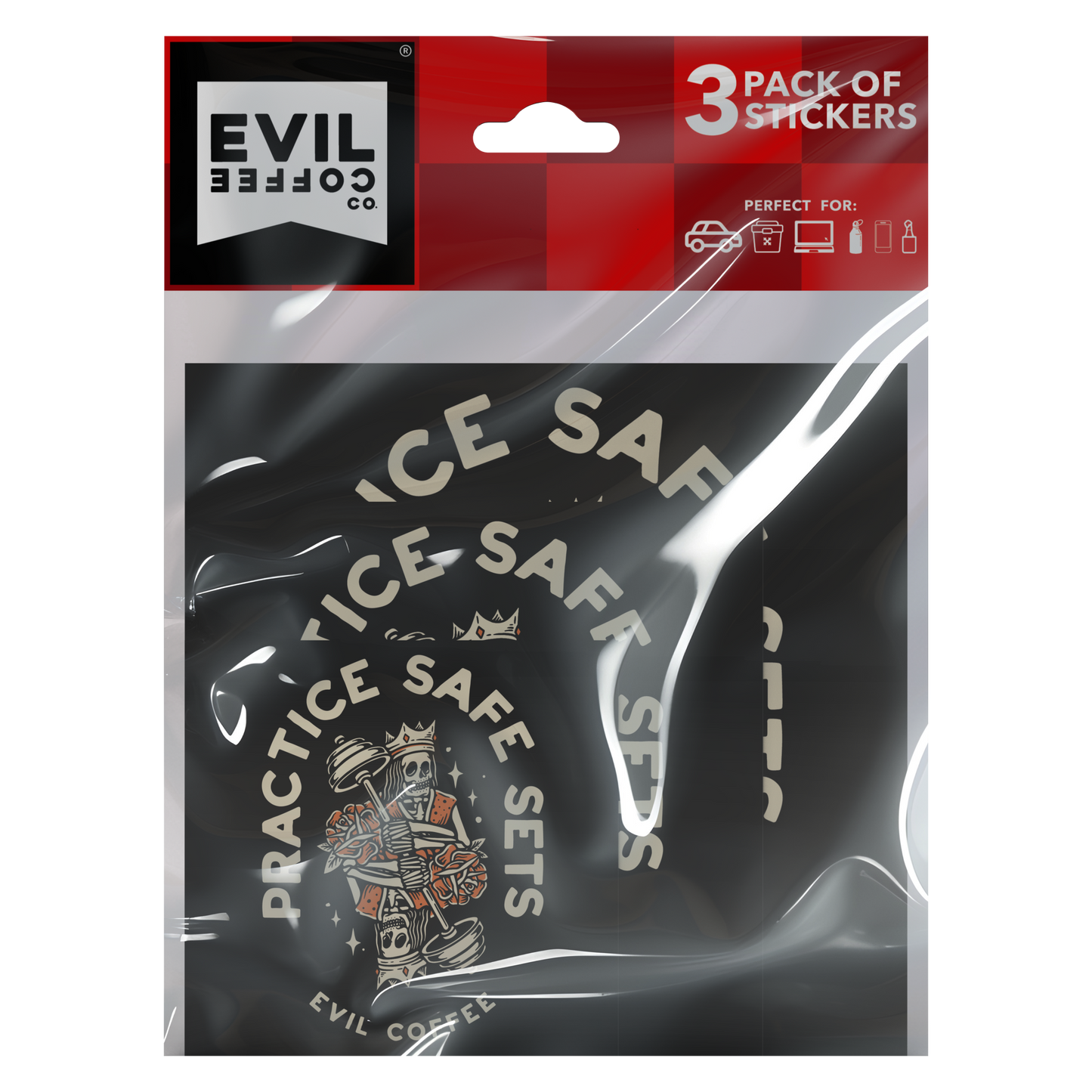 Practice Safe Sets - 3 Evil Coffee Stickers