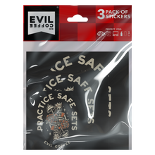 Load image into Gallery viewer, Practice Safe Sets - 3 Evil Coffee Stickers