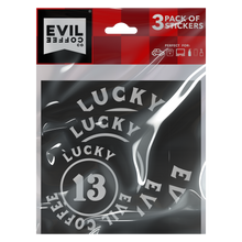 Load image into Gallery viewer, Lucky 13- 3 Pack - Evil Coffee Stickers