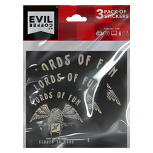 Load image into Gallery viewer, Lords of Fun- 3 Pack - Evil Coffee Stickers