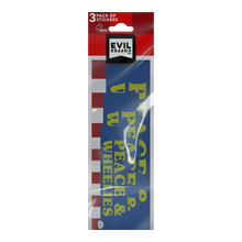 Load image into Gallery viewer, Peace & Wheelies - 3 Pack - Evil Coffee Stickers