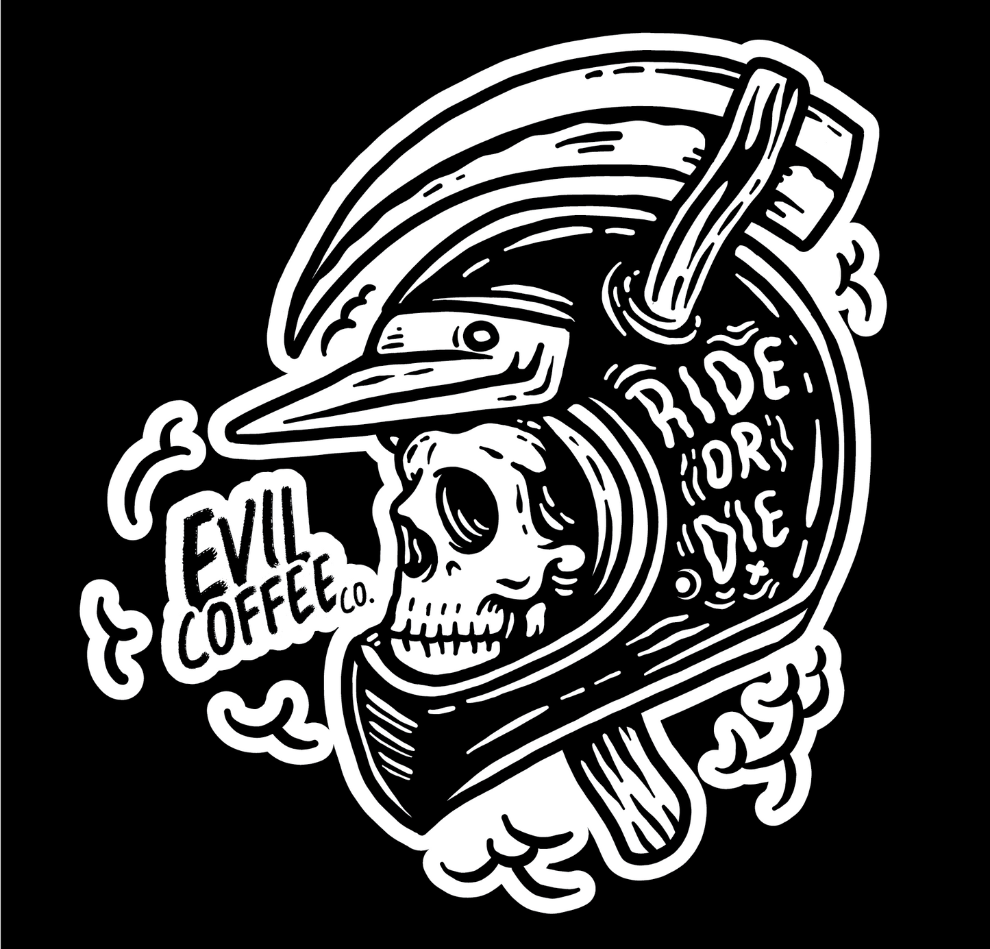 Ride or Die - 3 Evil Coffee Stickers