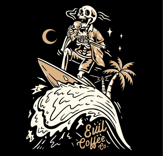 Ride The Wave - 3 Evil Coffee Stickers