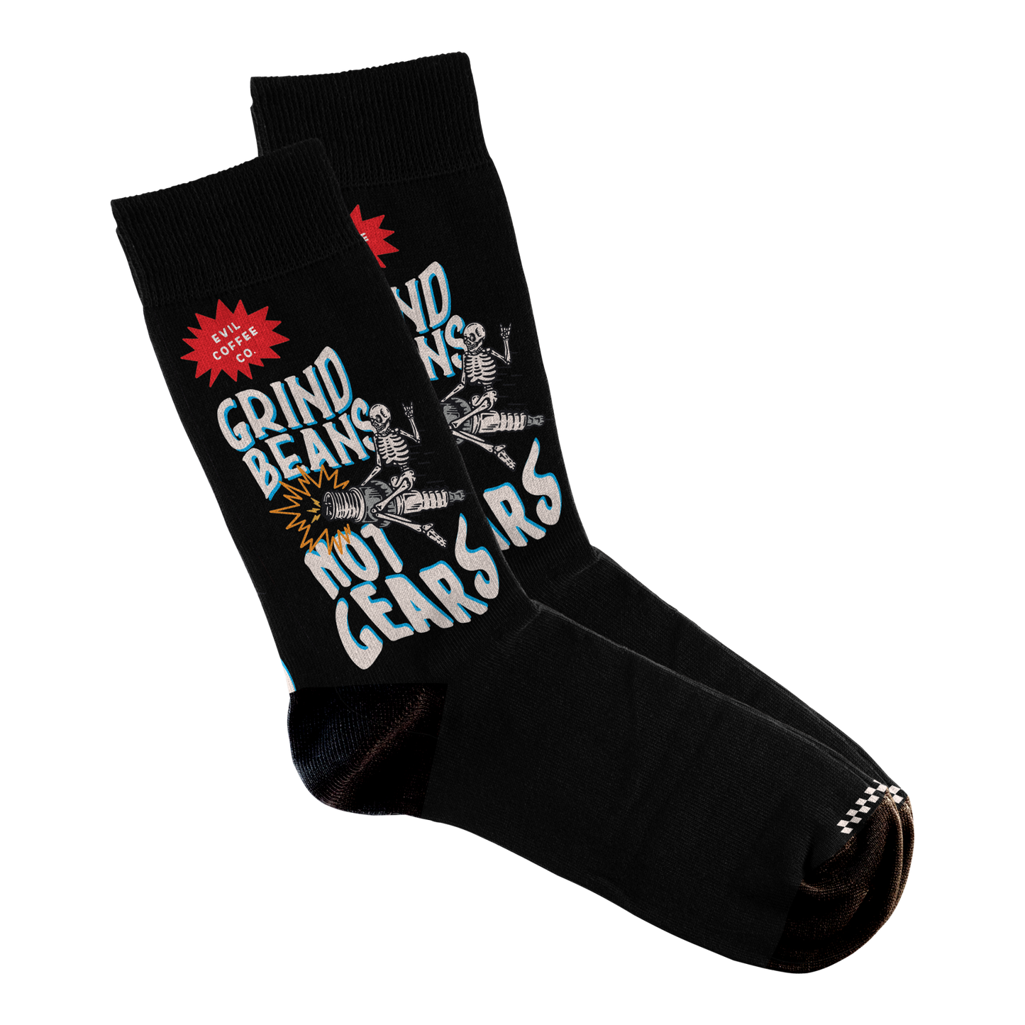 Grind Beans Not Gears - Evil Coffee Socks