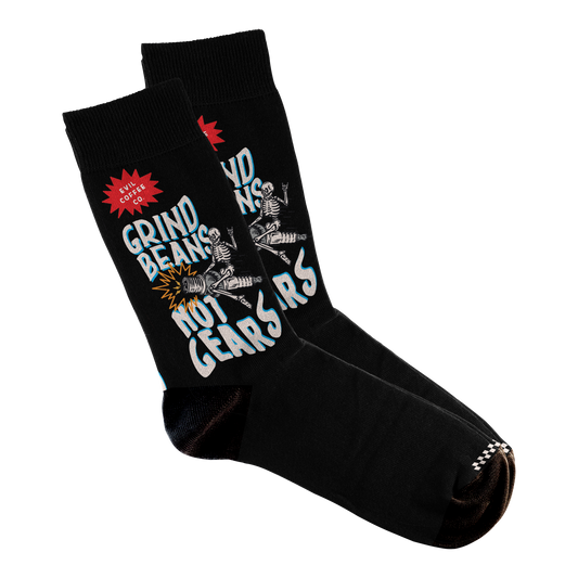Grind Beans Not Gears - Evil Coffee Socks