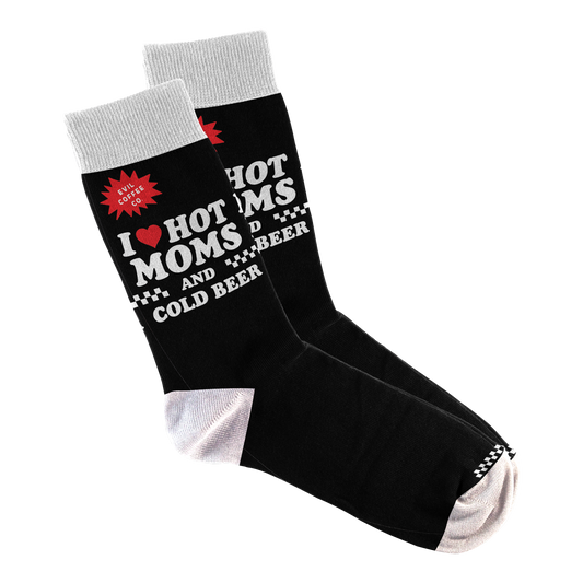 Love Hot Moms Cold Beer - Evil Coffee Socks