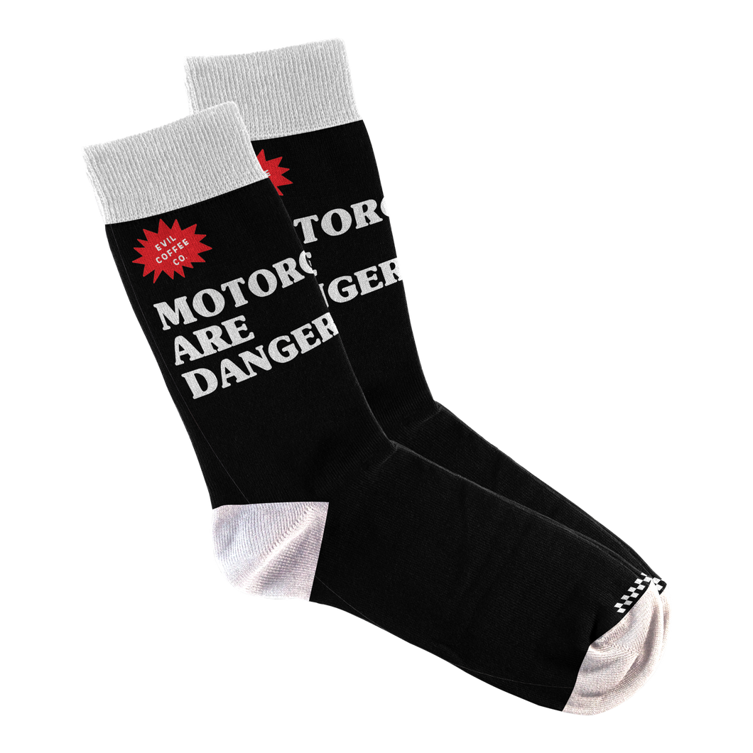 Motorcycles Are Dangerous- Evil Coffee Socks