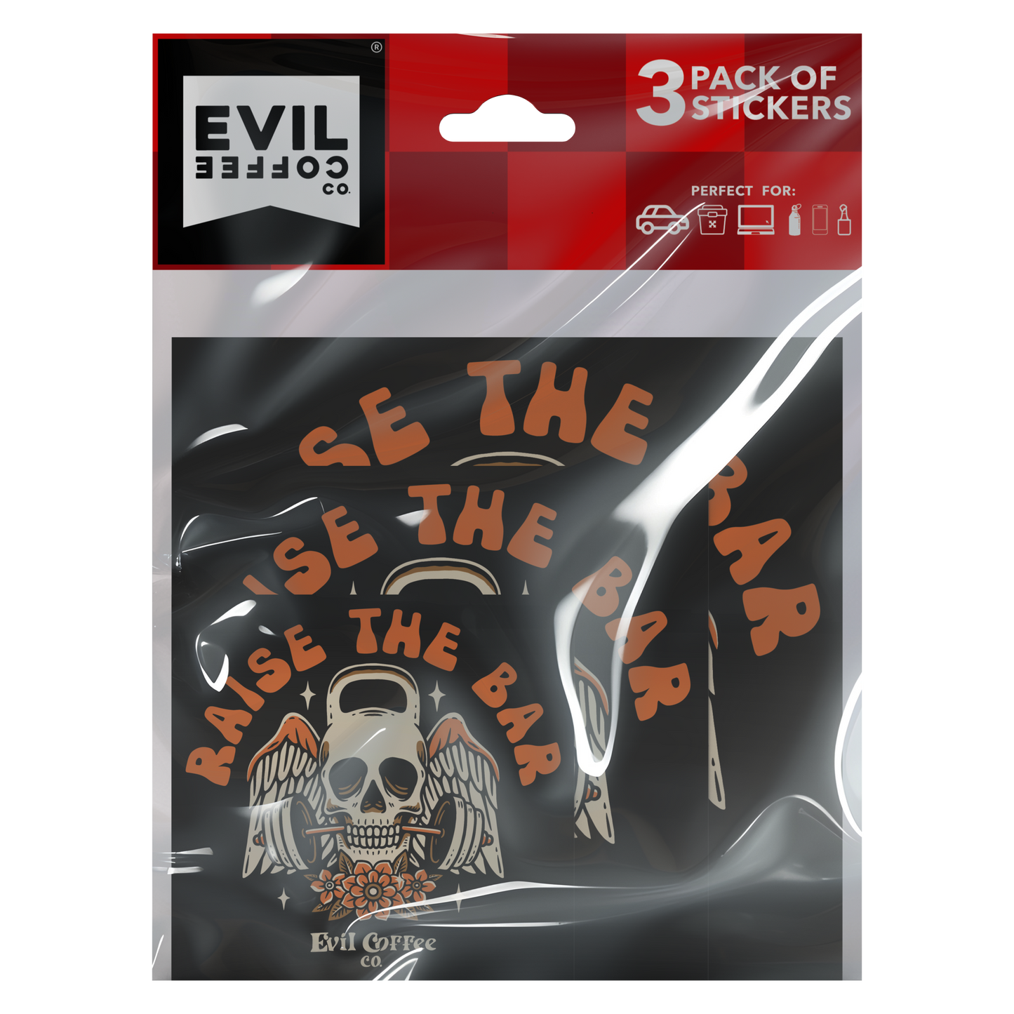 Raise The Bar - 3 Pack - Evil Coffee Stickers