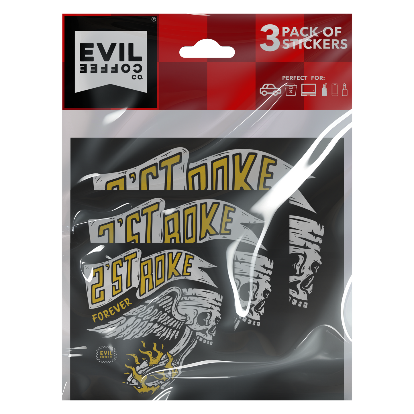 2 Stroke Forever - 3 Pack - Evil Coffee Stickers