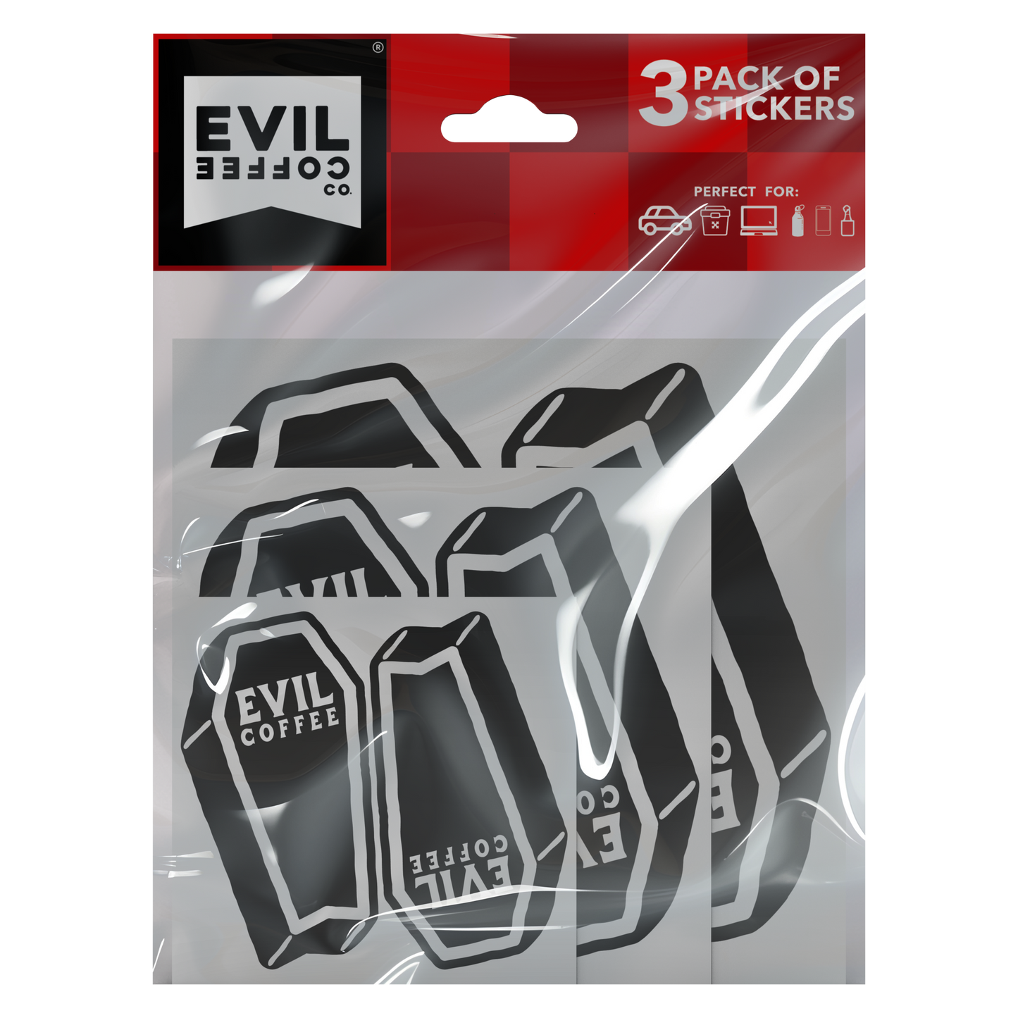 Coffin Fish- 3 Pack - Evil Coffee Stickers