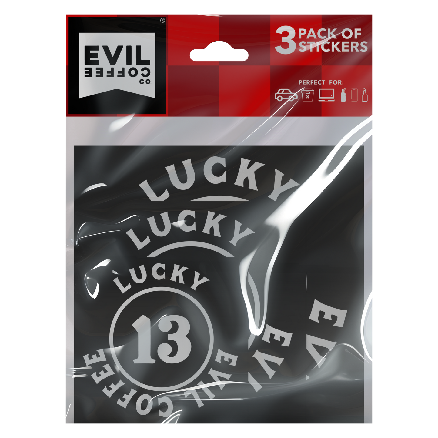 Lucky 13- 3 Pack - Evil Coffee Stickers
