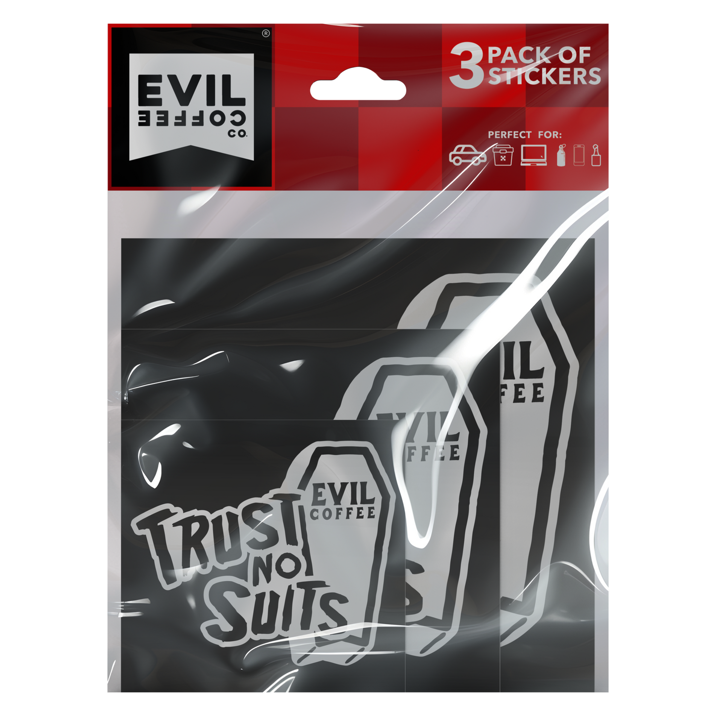 Trust No Suits- 3 Pack - Evil Coffee Stickers