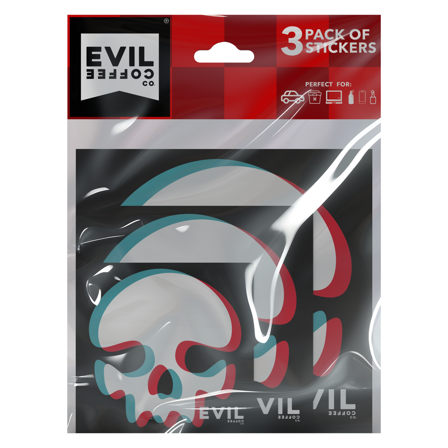 3d- 3 Pack - Evil Coffee Stickers