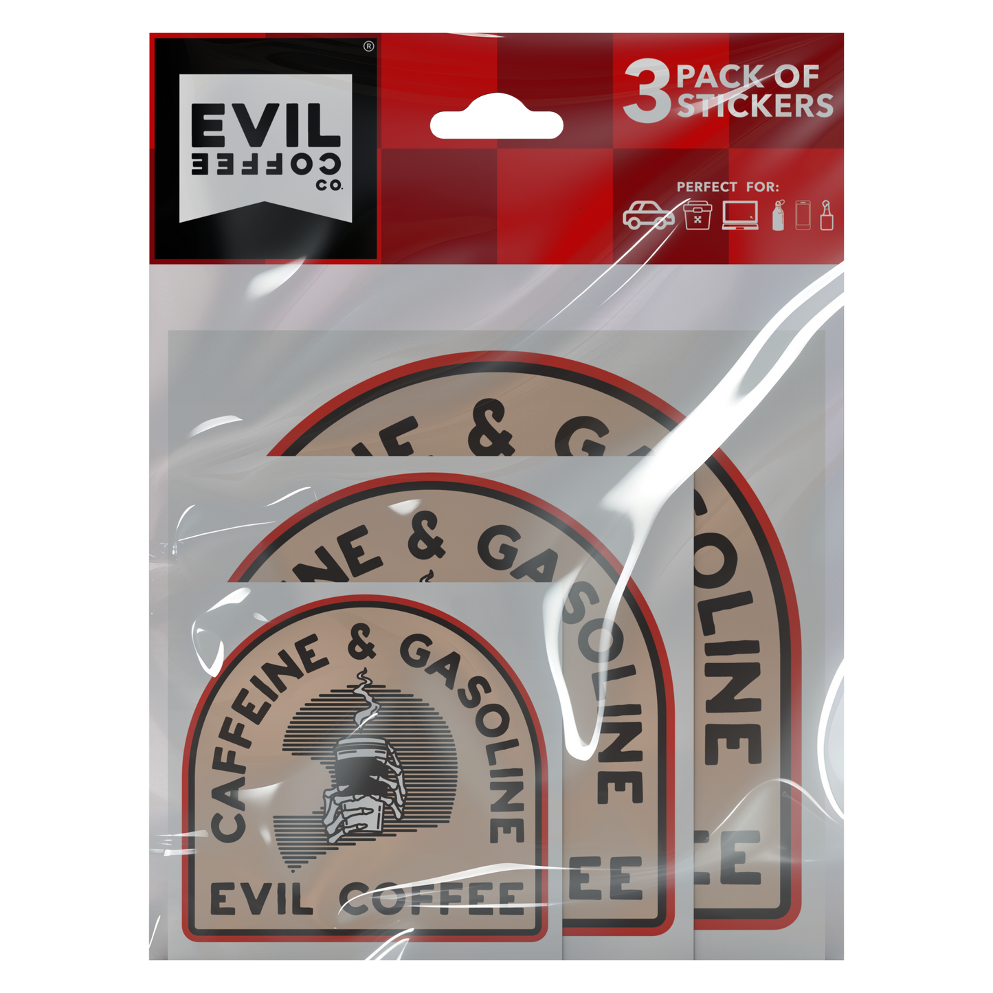 Caffeine & Gasoline - 3 Pack - Evil Coffee Stickers