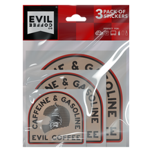 Load image into Gallery viewer, Caffeine &amp; Gasoline - 3 Pack - Evil Coffee Stickers
