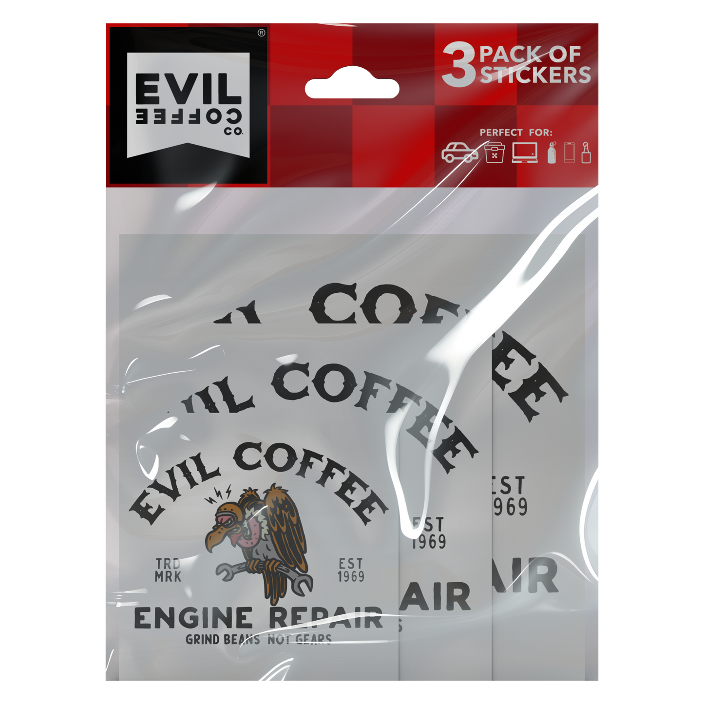 Engine Repair - 3 Pack - Evil Coffee Stickers