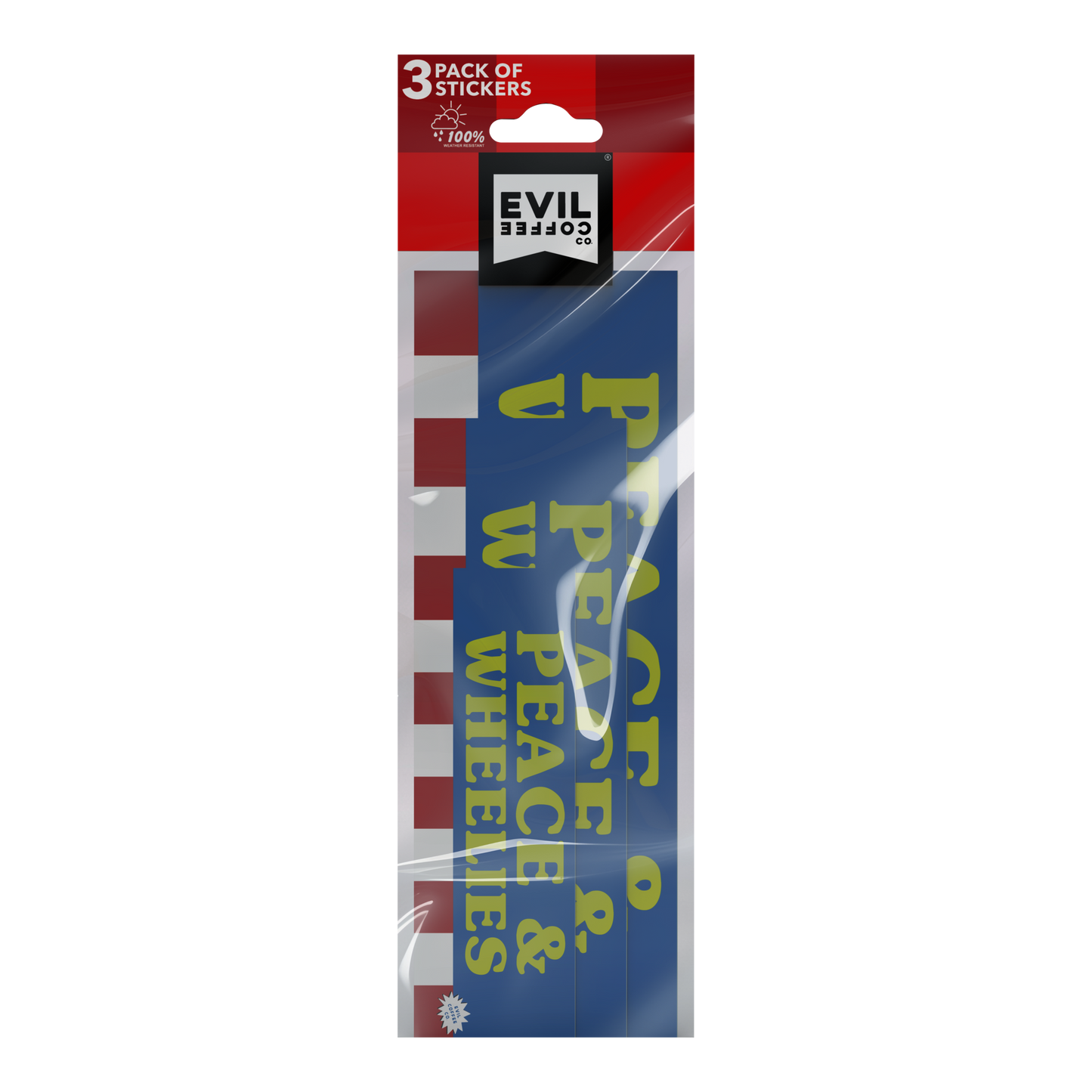 Peace & Wheelies - 3 Pack - Evil Coffee Stickers