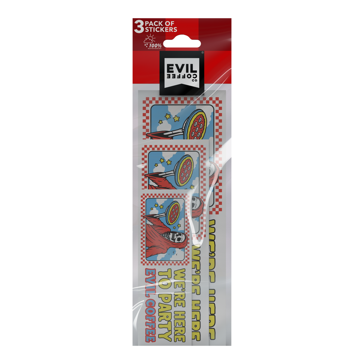 Here to Party - 3 Pack - Evil Coffee Stickers